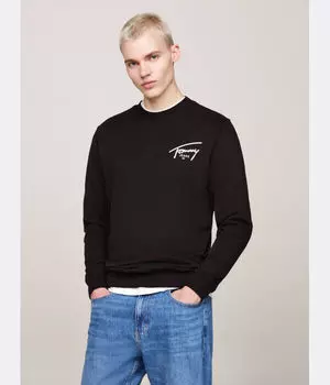 Толстовка мужская Tommy Jeans хлопковая с надписью, черный