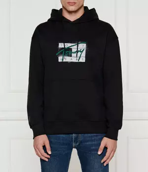 Толстовка мужская Tommy Jeans хлопковая с принтом, черный