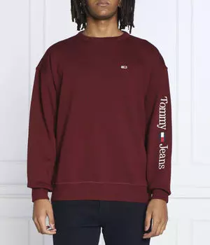 Толстовка мужская Tommy Jeans с принтом на рукаве, бургундия