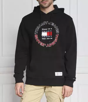 Толстовка мужская Tommy Jeans спортивная с логотипом, черный