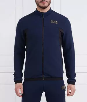Толстовка на молни Ea7 Regular Fit, синий / золотой