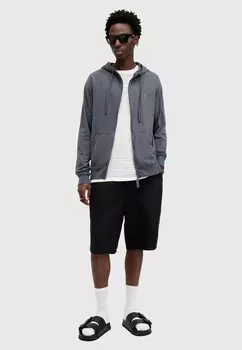 Толстовка на молнии AllSaints, сине-серый