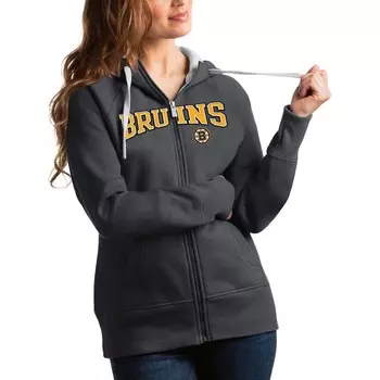 Толстовка на молнии Antigua Boston Bruins, угольный