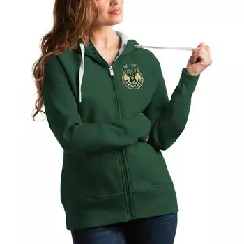 Толстовка на молнии Antigua Milwaukee Bucks, зеленый
