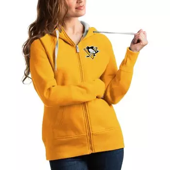 Толстовка на молнии Antigua Pittsburgh Penguins, золотой