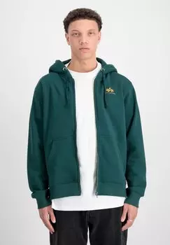 Толстовка на молнии BASIC SMALL LOGO Alpha Industries, зеленый