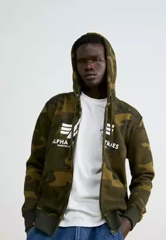 Толстовка на молнии BASIC ZIP HOODY Alpha Industries, зеленый металлик