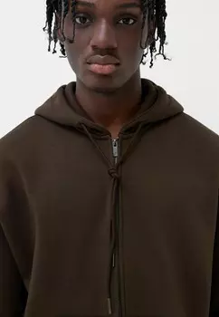 Толстовка на молнии Bershka, темно-коричневый