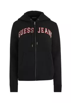 Толстовка на молнии CHENILLE-LOGO-PATCH Guess Jeans, черный