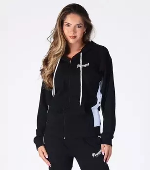 Толстовка на молнии черного цвета с цветными блоками и ананасом Pineapple, черный