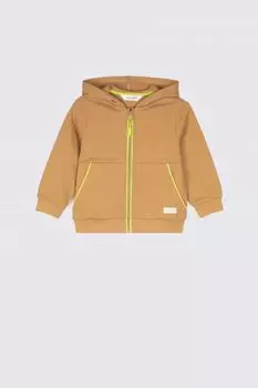 Толстовка на молнии Coccodrillo коричневый с капюшоном и яркой отделкой