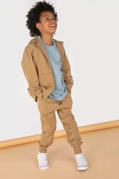 Толстовка на молнии Coccodrillo оливково-зеленый с карманами и капюшоном