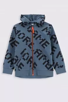 Толстовка на молнии Coccodrillo темно-синий с капюшоном и надписями