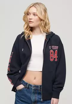 Толстовка на молнии COLLEGE LOGO HOOD Superdry, синий