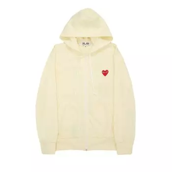 Толстовка на молнии Comme des Garons PLAY Play цвета слоновой кости