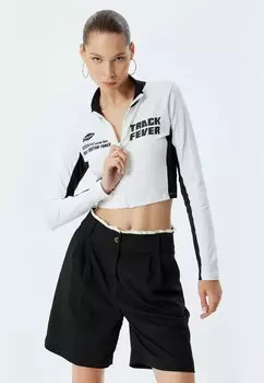 Толстовка на молнии CROP PRINTED Koton, белый