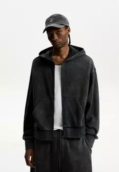 Толстовка на молнии CROPPED Bershka, темно-серый