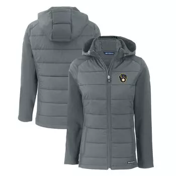 Толстовка на молнии Cutter & Buck Milwaukee Brewers, стальной