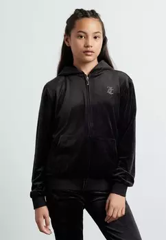 Толстовка на молнии DIAMANTE ZIP THROUGH HOODIE Juicy Couture, черный