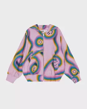 Толстовка на молнии для девочек Mazzelina Happy Face Molo, цвет Accelerating Smiles