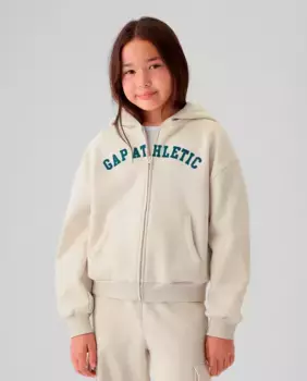 Толстовка на молнии для девочек с логотипом Gap спереди, цвет Crudo