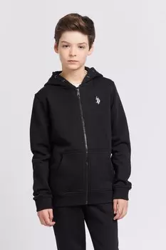 Толстовка на молнии для мальчика с двумя всадниками U.S. Polo Assn, черный