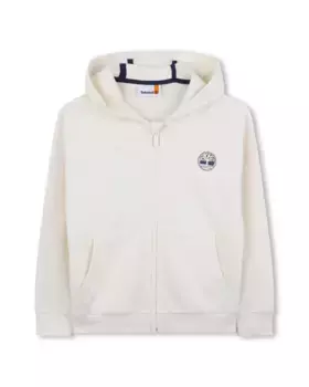 Толстовка на молнии для мальчика с логотипом сзади Timberland, цвет Crema