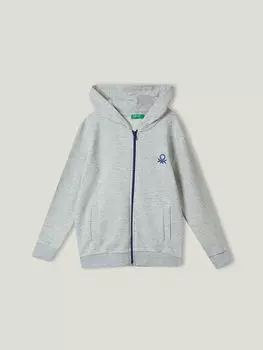 Толстовка на молнии для мальчиков с капюшоном и принтом с длинными рукавами Benetton