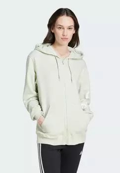 Толстовка на молнии Essentials Linear adidas Sportswear, лен зеленый