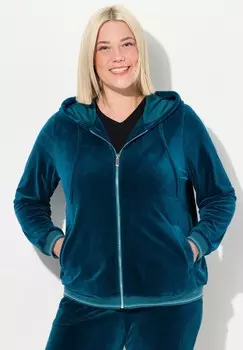 Толстовка на молнии FLOWER MOTIF Ulla Popken, бирюзовый
