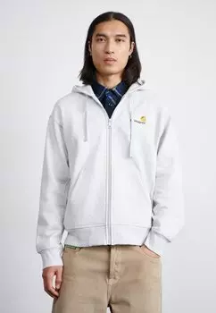 Толстовка на молнии HOODED AMERICAN SCRIPT JACKET Carhartt WIP, темно-серый