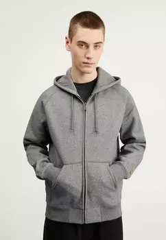 Толстовка на молнии Hooded Chase Jacket Carhartt WIP, цвет dark grey heather/gold
