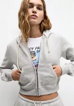 Толстовка на молнии HOODIE PULL&BEAR, серый