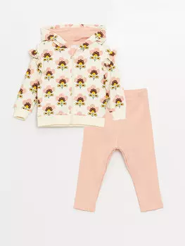 Толстовка на молнии и колготки с капюшоном и длинными рукавами для маленьких девочек, 2 предмета LCW baby