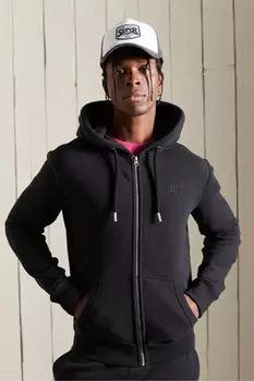 Толстовка на молнии и вышитым логотипом Vintage Superdry, черный