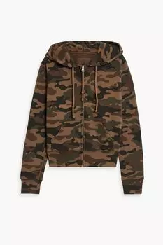 Толстовка на молнии из французской махровой ткани Callie с камуфляжным принтом NILI LOTAN, коричневый