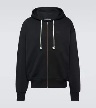 Толстовка на молнии из хлопкового флиса Acne Studios, черный