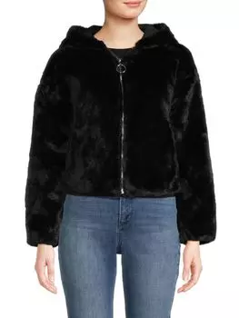 Толстовка на молнии из искусственного меха Saks Fifth Avenue, черный