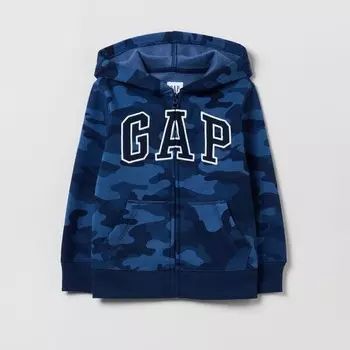 Толстовка на молнии из камуфляжного флиса с логотипом Gap, синий