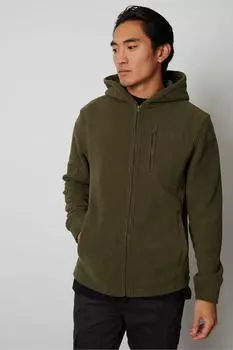 Толстовка на молнии из микрофлиса 'Rueben' Threadbare, хаки