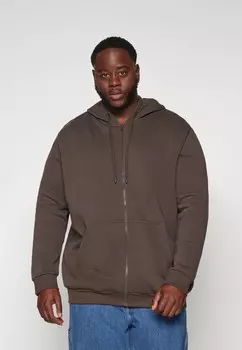 Толстовка на молнии JJEBRADLEY PLUS ZIP HOOD Jack & Jones, темно-коричневый