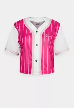 Толстовка на молнии Karl Kani CHEST SIGNATURE PINSTRIPE BASEBALL, цвет Pink