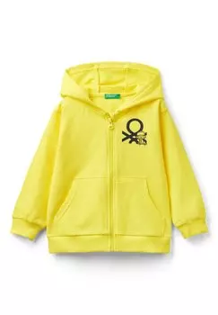 Толстовка на молнии LIGHTWEIGHT United Colors of Benetton, желтый
