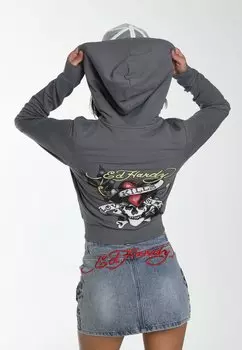 Толстовка на молнии Lks Cropped Zip Thru Ed Hardy, цвет grey