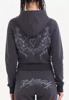 Толстовка на молнии LOVE IS MYSTERY CROPPED Ed Hardy, темно-серый