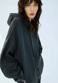 Толстовка на молнии MEDIUM Bershka, темно-серый