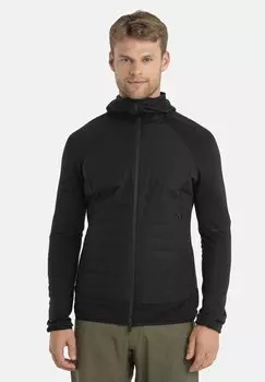 Толстовка на молнии Merino Quantuhybrid Ls Zip Hoodie Icebreaker, черный
