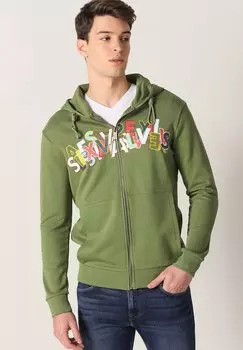 Толстовка на молнии MIT KAPUZE Six Valves, зеленый