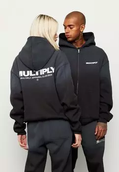 Толстовка на молнии Multiply Apparel, черная, стиранная содой