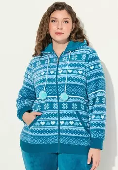 Толстовка на молнии PLUSH ALPINE STRIPED Ulla Popken, синий